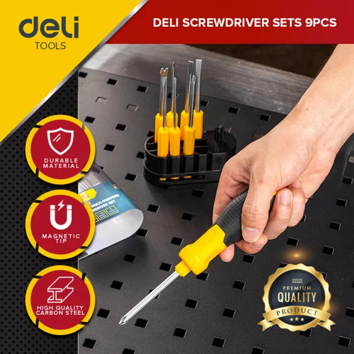 Deli Screwdriver Sets / Obeng Set 9 Pcs Chrome Alat Perkakas DL636009