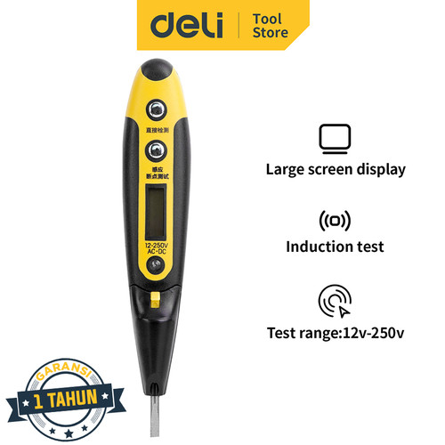 Deli Digital Test Pen / Tespen Digital 12-250 VAC / DC 14 cm DL8005