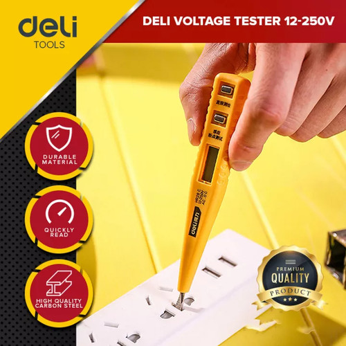 Deli Digital Test Pen / Tespen Digital 12-250 VAC / DC 13 cm DL8003