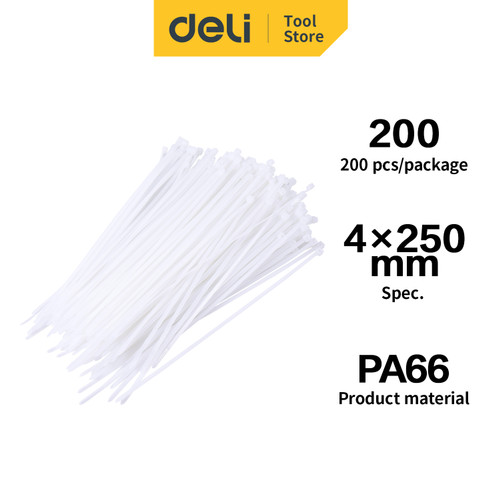 Deli Kabel Tis / Pengikat Kabel Ties 200 pcs Warna Hitam/Putih DL944X