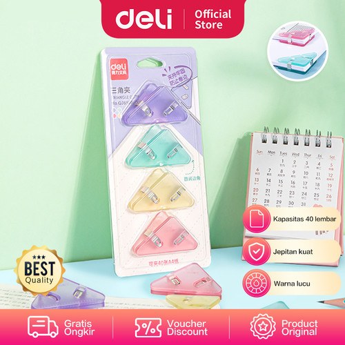 Deli Triangle Paper Clip Penjepit Sudut Kertas 40 Lembar A4 QJ8530