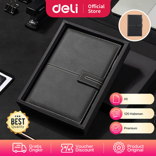 Deli Leather Cover Notebook Gift Set Hadiah Buku Catatan A5 EN139L