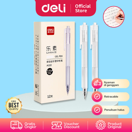 Deli Gel Pen / Pulpen Gel 0.35mm Penulisan Halus Nyaman Digenggam A122