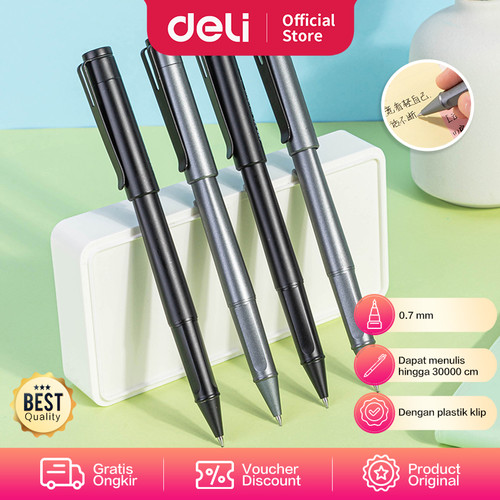 Deli Gel Pen / Pulpen Gel Premium 0.7mm dapat menulis 30000cm S96-A