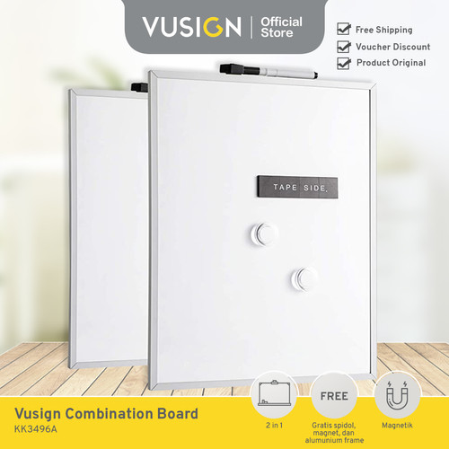 Vusign Combination Board / Combo Papan Tulis Memo 2in1 40x30cm KK3496A