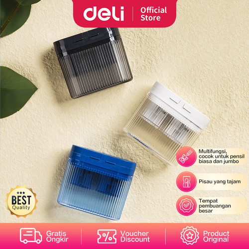 Deli Pencil Sharpener / Rautan untuk pensil Biasa dan Jumbo EH553