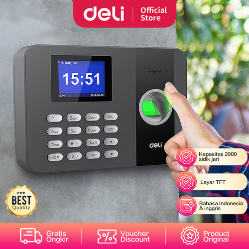 Deli Attendance Machine/Mesin Absensi Sidik Jari 2000 Data E3747PRO