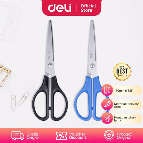 Deli Scissors Gunting Bahan baja tidak mudah berkarat 170mm 0603