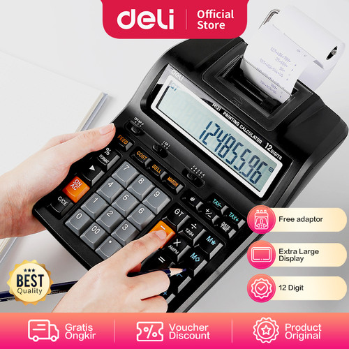 Deli Printing Calculator Kalkulator Cetak Struk Garansi 3Thn EM121-EU