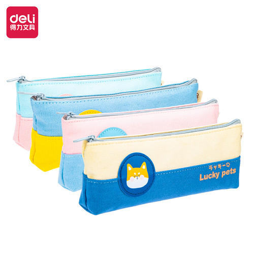 Deli Pencil Pouch / Tempat Pensil Kain 2Lapis 20CM Gambar Lucu EH908