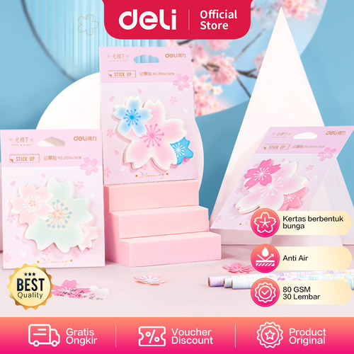 Deli Sticky Notes / Memo Pad Bunga Sakura 80GSM 30Lmbr Anti Air 21554