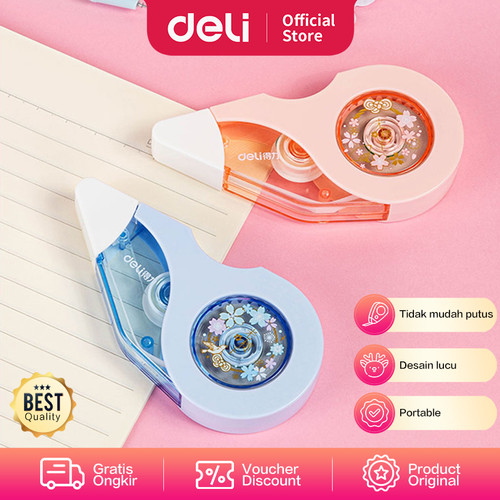 Deli Correction Tape / Tip-Ex kertas Roll Desain Sakura 12 Meter 71546