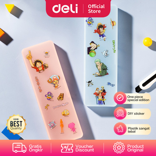 Deli Plastic Pencil Case/ Tempat Pensil Dengan Sticker One Piece EH901