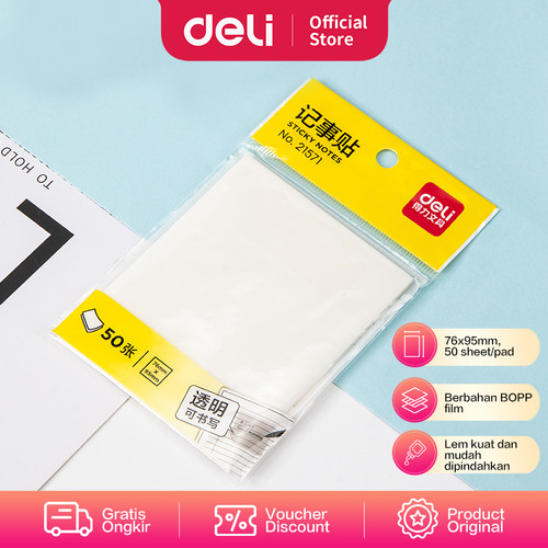 Deli Semitransparent Sticky Notes / Memo Tempel Semi Transparan 21571