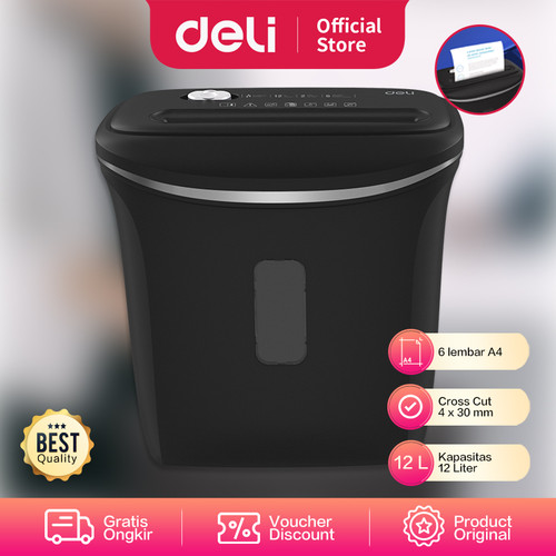 Deli Paper Shredder / Penghancur Kertas Otomatis Kapasitas 6Lbr E9945