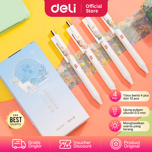 Deli Exam Gel Pen / Pulpen Ujian Gel 0.5 mm Gambar Lucu V11 V660