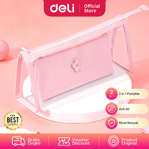 Deli Pencil Pouch / Tempat Pensil Lucu Material PVC 2in1 66606