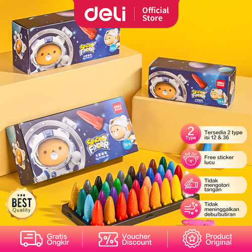 Deli Oil Pastel / Crayon Anak Bentuk Rocket Space Finder+Sticker 72109