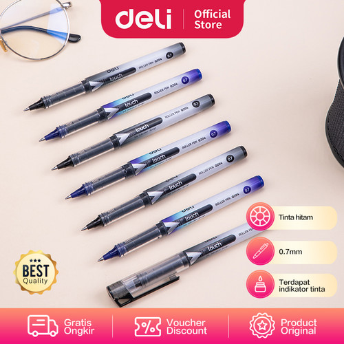 Deli Roller Pen / Pulpen Roller Hitam 0.7mm Tidak Beracun EQ20420