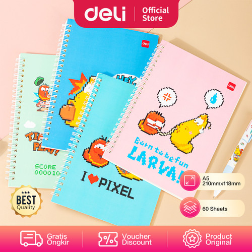 Deli Larva Spiral Notebook/Buku Softcover SpiralA5 60Hlmn 70gsm ELA560