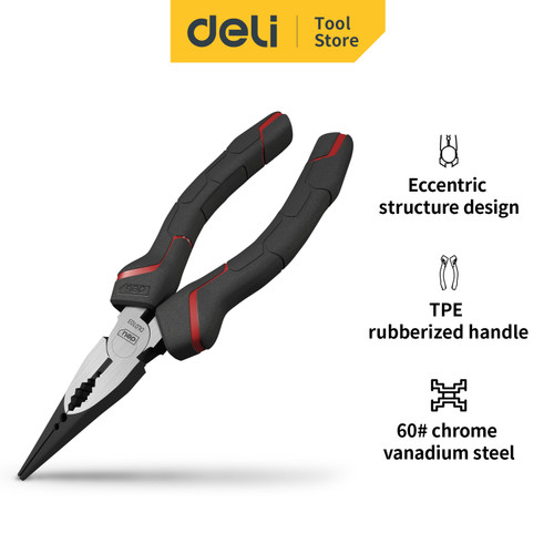 Deli Long Nose Pliers/ Tang Lancip Ukuran 8" /6" Bahan Carbon DL010X