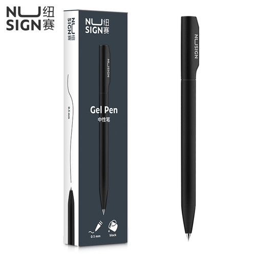 Deli Nusign Gel Pen/Pulpen Gel Putar 0.5mm Tinta Hitam Bahan ABS NS552