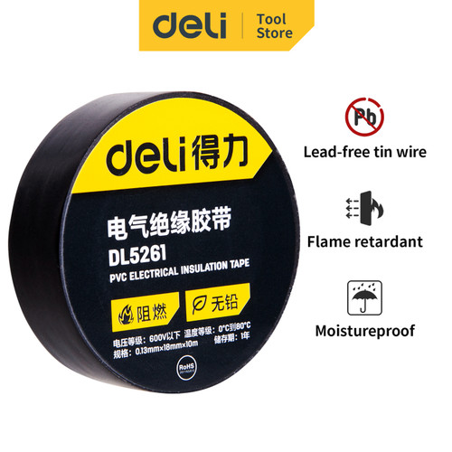 Deli Electical Tape/Isolasi Listrik 0.13mm x 18mm x 10/20 m PVC DL5261