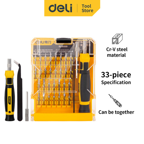 Deli Screwdriver Sets/Set Obeng Presisi 33Pcs Chrome vanadium DL1033D