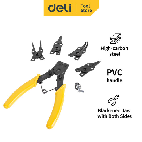 Deli Circlip Pliers /Tang Snapring 6 inch 5in1 Coated Handle DL104506