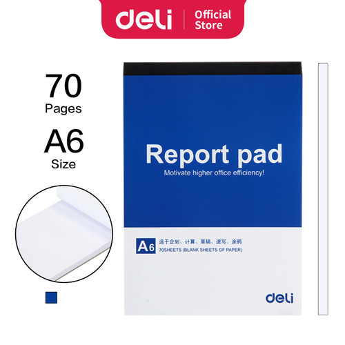 Deli Report Pad / Buku Memo A5 /A6 Sampul Biru 70 Lembar 771X