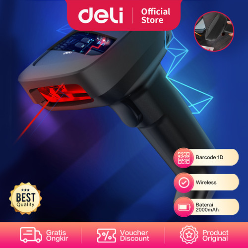 Deli Barcode Scanner 1D Wireless Rechargeable Handheld E14953W