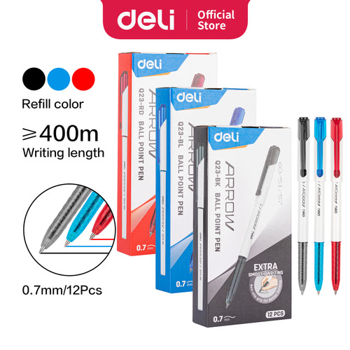 Deli Ultra Smooth Gel Pen 0.7mm Tinta Hitam/Biru/Merah EQ23 EQ24