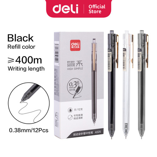 Deli Gel Pen Pulpen Gel Tinta Hitam 0.38mm A525