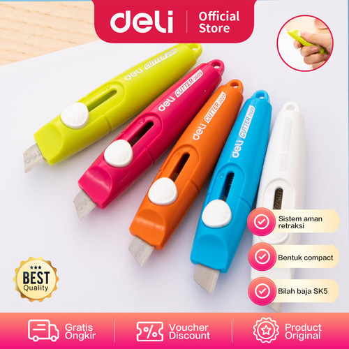 Deli Cutter Compact dengan Bilah Baja SK5 Keras, Mudah Dipotong E2020