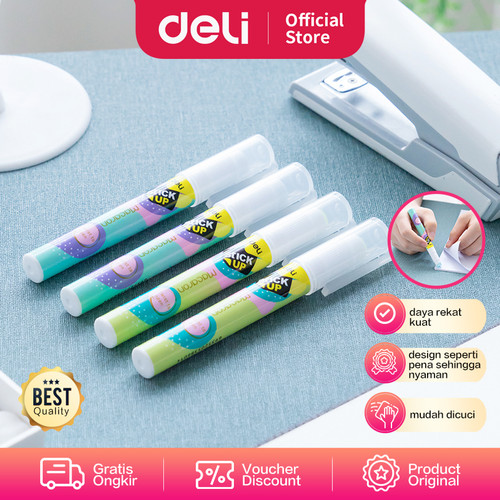 Deli Glue Stick Lem Kuat Bentuk Pena dengan Klip, Bisa Dicuci EA23810