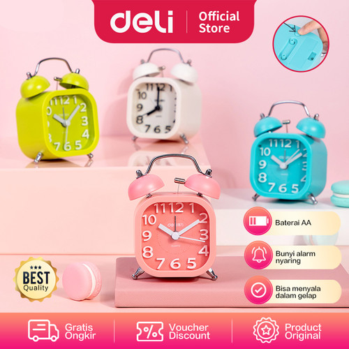 Deli Alarm Clock No Noise Jam Weker 84*56*112mm 4 Warna 9035