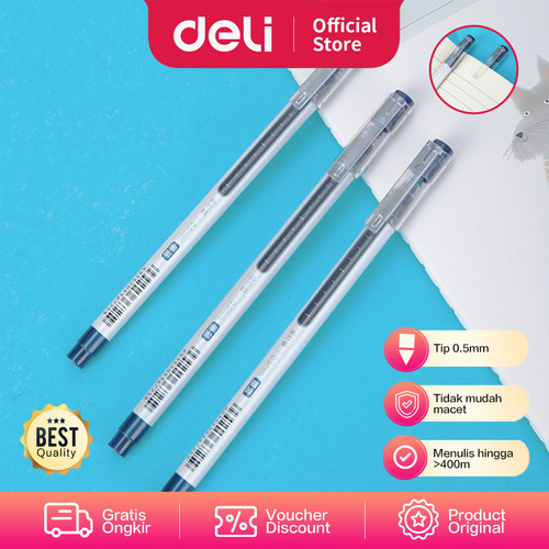 Deli Gel Pen Pulpen Gel warna Hitam 0.5mm A426