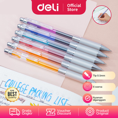 Deli Pulpen Netral Warna 6 PCS/Box A123