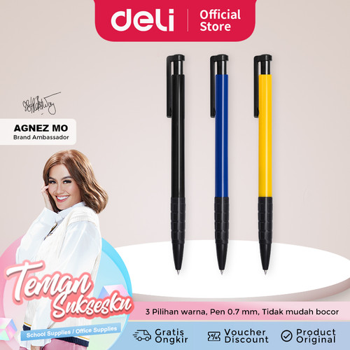 Deli pulpen 5 warna Retractable isi tinta 3 warna 6546