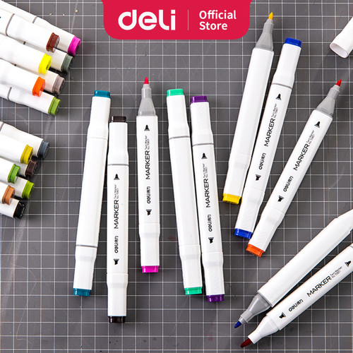 Deli spidol 60warna dengan ujung Tip ganda Desain profesional 70801-60