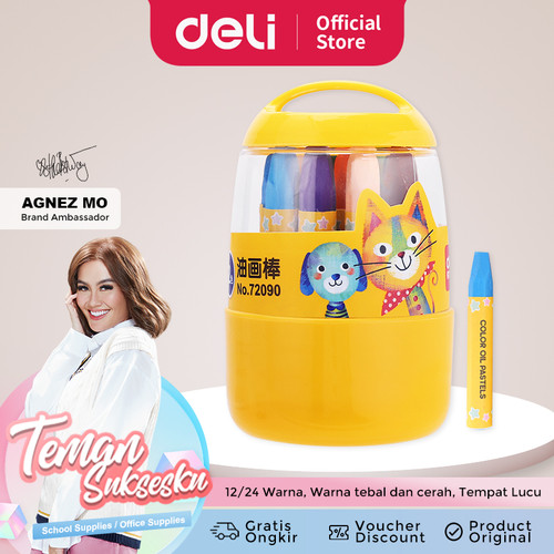 Deli 12 warna oil pastel desain Barrel 72090