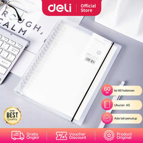 Deli Loose-Leaf Buku Notebook spiral A5 60 lembar HA560