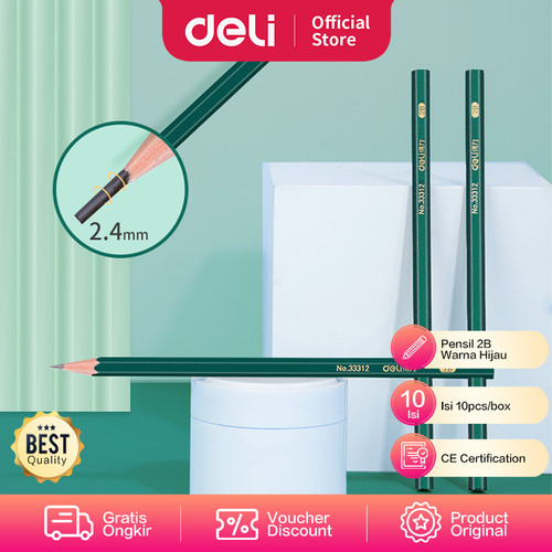 Deli 33312 green wooden pencil