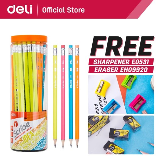 Deli Pensil / Pencil - 2B 50pcs/tabung - Sudah diasah EU51006