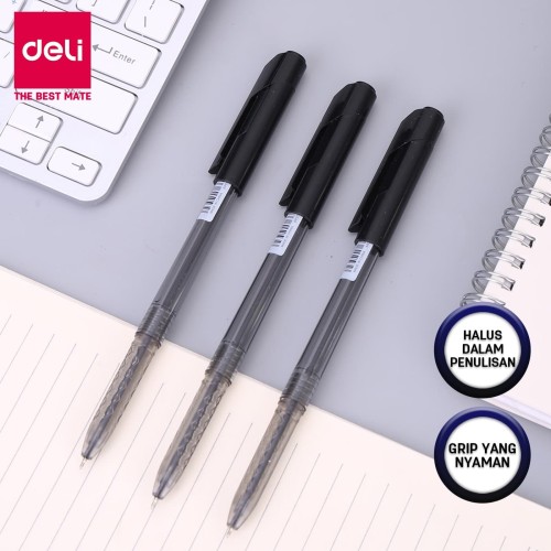 Deli Bolpoin,Pulpen/ Oil Pen - 0.5mm Hitam/Black 12pcs/box EQ00820