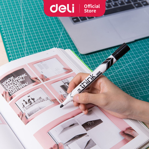 Deli EU00120 (BOX) Dry Erase Marker/Spidol Whiteboard- Hitam 12 Pcs