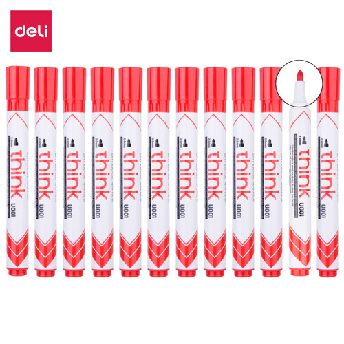 Deli EU00140 (BOX) Dry Erase Marker/Spidol Whiteboard-Red 12 Pcs