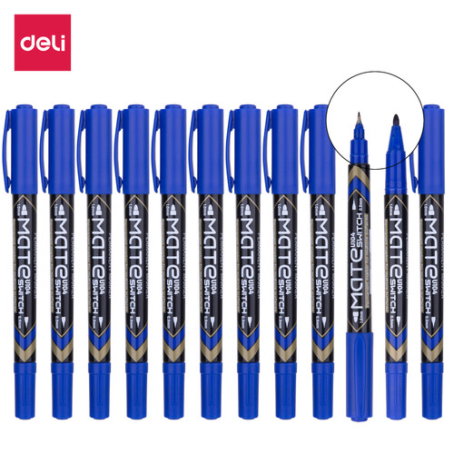 Deli EU10430 (BOX) Permanent Marker/Spidol Permanen-Biru 12 Pcs