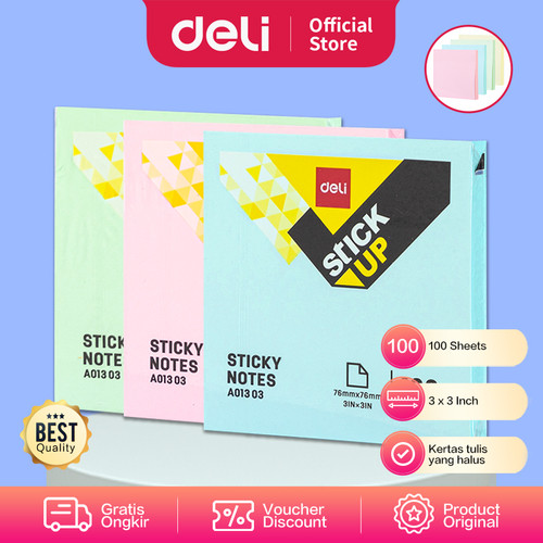 Deli EA01303 Memo tempel - Sticky Notes 76×76mm 3''×3'' 100 sheet