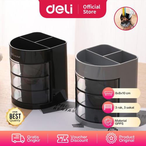 Deli E9147 Tempat Alat Tulis-PS Desk Organizer 6 Comp.